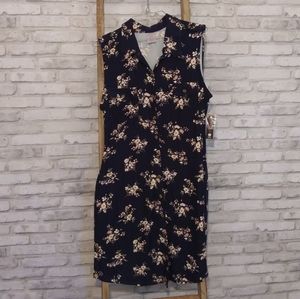 No Boundaries Navy Blue Floral Button Down Dress